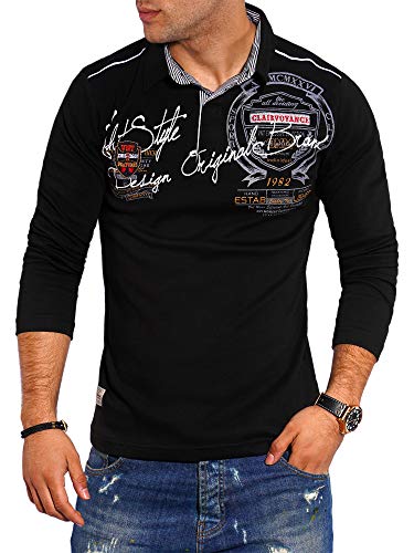 behype. Herren Langarm Polo-Shirt Longsleeve Polo-Hemd 20-6028 Schwarz M von behype.