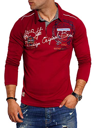 behype. Herren Langarm Polo-Shirt Longsleeve Polo-Hemd 20-6028 Weinrot M von behype.