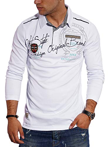 behype. Herren Langarm Polo-Shirt Longsleeve Polo-Hemd 20-6028 Weiß 3XL von behype.