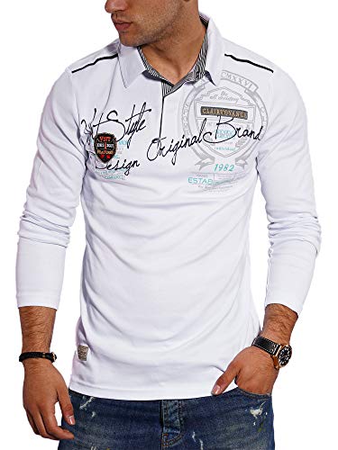 behype. Herren Langarm Polo-Shirt Longsleeve Polo-Hemd 20-6028 Weiß XL von behype.