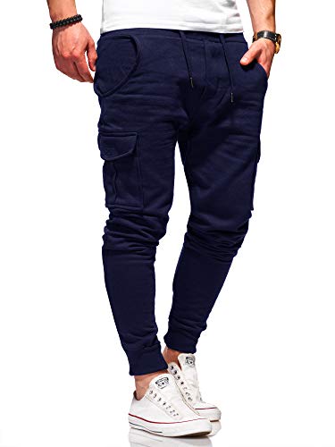 behype. Herren Lange Cargo Trainingshose Jogging-Hose Sport-Hose 60-0013 Navy S von behype.