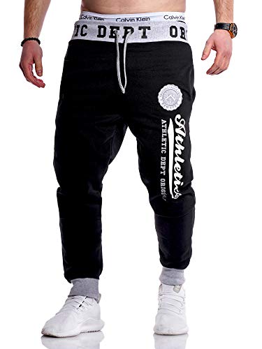 behype. Herren Lange Trainingshose Jogging-Hose Sport-Hose Athletics 60-0094 Schwarz-Grau M von behype.