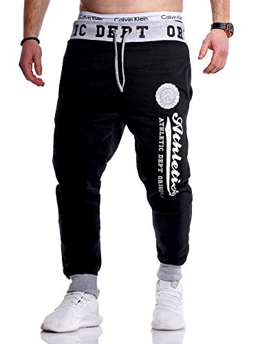 behype. Herren Lange Trainingshose Jogging-Hose Sport-Hose Athletics 60-0094 Schwarz-Grau S von behype.