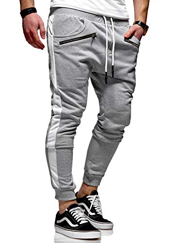 behype. Herren Lange Trainingshose Jogging-Hose Sport-Hose Zipper Side-Stripe 60-0361 Hellgrau L von behype.