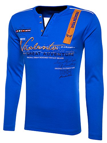 behype. Herren Longsleeve T-Shirt Great-AV Langarm 30-0663 Blau 3XL von behype.