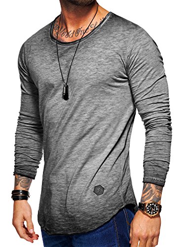 behype. Herren Oversize Basic Longsleeve O-Neck T-Shirt 30-3751 Grau XL von behype.