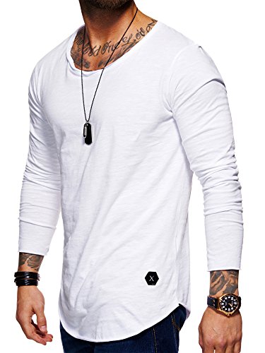 behype. Herren Oversize Basic Longsleeve O-Neck T-Shirt 30-3751 Weiß XXL von behype.