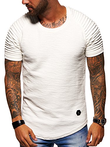 behype. Herren Oversize Biker T-Shirt 20-1710 Weiß XXL von behype.