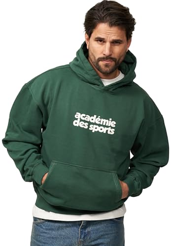 behype. Herren Oversize Hoodie Kapuzenpullover Einfarbig Heavy Pullover Kapuzen-Sweatshirt Für Männer BHS_Herren_6033-Forest Green Washed-M von behype.