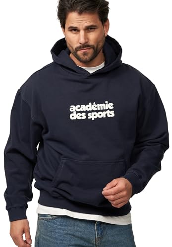 behype. Herren Oversize Hoodie Kapuzenpullover Einfarbig Heavy Pullover Kapuzen-Sweatshirt Für Männer BHS_Herren_6033-Navy Washed-M von behype.
