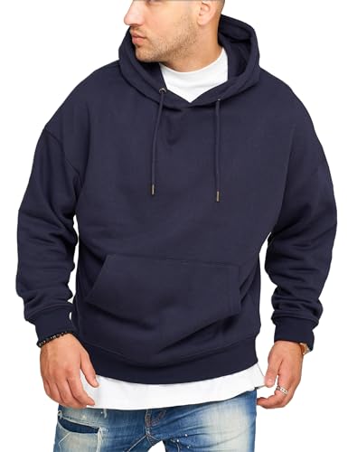 behype. Herren Oversize Hoodie Kapuzenpullover Sweatshirt H10 Navy_M von behype.