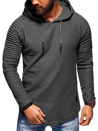 behype. Herren Oversize Kapuzen-Pullover Biker Hoodie Sweatshirt 40-4712 Dunkelgrau M von behype.