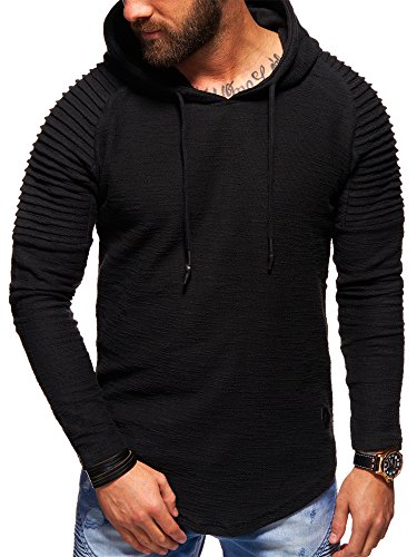 behype. Herren Oversize Kapuzen-Pullover Biker Hoodie Sweatshirt 40-4712 Schwarz S von behype.