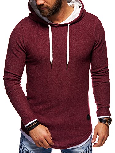 behype. Herren Oversize Kapuzen-Pullover Hoodie Sweatshirt 40-4762 Weinrot XL von behype.