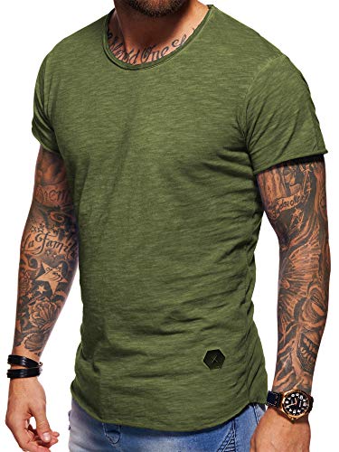 behype. Herren Oversize Kurzarm Basic T-Shirt Rundhals O-Neck 20-1730 (L, Khaki_Washed) von behype.