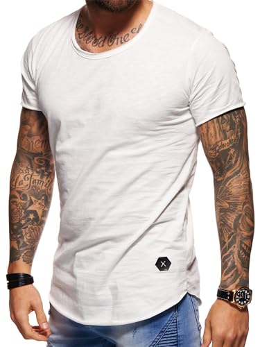 behype. Herren Oversize Kurzarm Basic T-Shirt Rundhals O-Neck 20-1730 Weiß 3XL von behype.