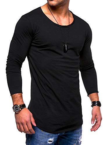 behype. Herren Oversize Longsleeve Langarm T-Shirt Rundhals O-Neck Ausschnitt 30-0015 (XL, Schwarz) von behype.