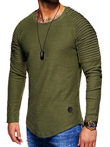 behype. Herren Oversize Sweatshirt O-Neck Biker Pullover 40-3711 Khaki M von behype.