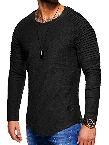 behype. Herren Oversize Sweatshirt O-Neck Biker Pullover 40-3711 Schwarz M von behype.