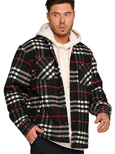 behype. Herren Oversized Übergangsjacke Hemd-Jacke Flanell Overshirt Jacket 2Y_1110-Black-Red-L von behype.