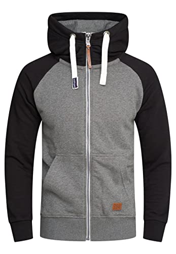 behype. Herren Raglan Sweat-Jacke Sweatshirt weicher Hoodie mit Kapuze & hohem Kragen Kapuzenpullover BH_7673-Dunkelgrau-S von behype.