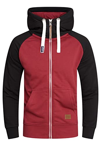 behype. Herren Raglan Sweat-Jacke Sweatshirt weicher Hoodie mit Kapuze & hohem Kragen Kapuzenpullover BH_7673-Weinrot-M von behype.