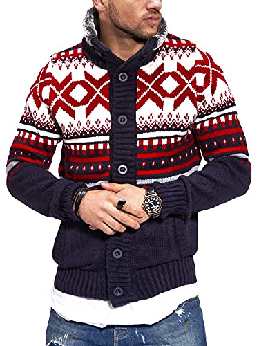 behype. Herren Strick-Jacke Pullover im Norweger Look 40-0711 Navy M von behype.