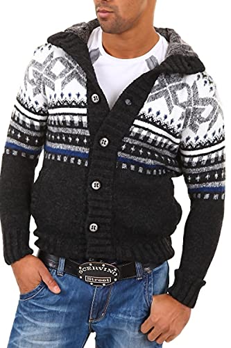 behype. Herren Strick-Jacke Pullover im Norweger Look 40-0711 Schwarz S von behype.