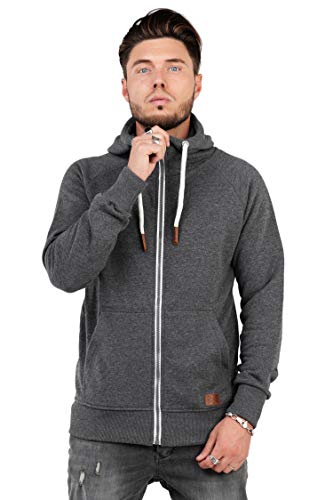 behype. Herren Sweat-Jacke Sweatshirt weicher Hoodie mit Kapuze & hohem Kragen 40-6729 Dunklegrau S von behype.