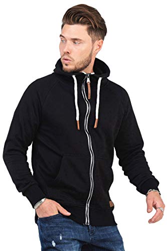 behype. Herren Sweat-Jacke Sweatshirt weicher Hoodie mit Kapuze & hohem Kragen 40-6729 Schwarz L von behype.