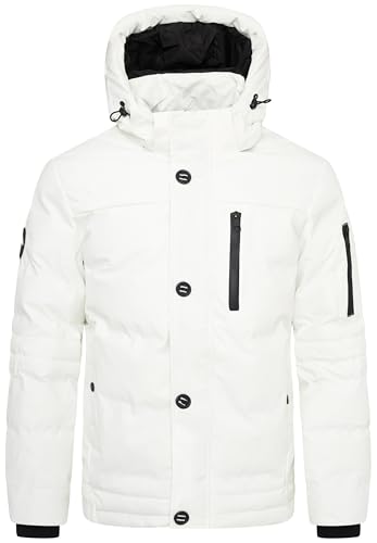 behype. Herren Winterjacke mit abnehmbarer Kapuze Kurze Steppjacke warme Outdoorjacke Jacket Puffer-Jacke OR_1241-Ecru-XL von behype.