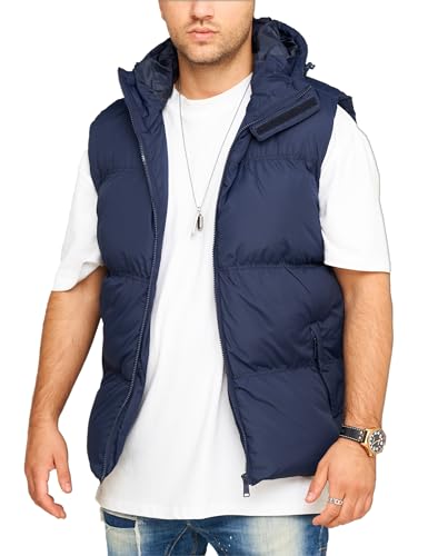 behype. Herren warme Weste mit Kapuze Steppweste Puffer-Weste J17-Navy-L von behype.
