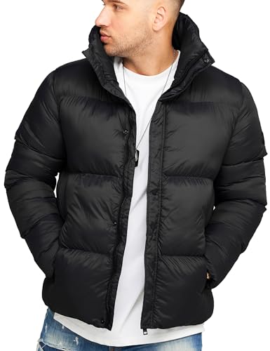 behype. Herren warme Winterjacke Puffer-Jacke Steppjacke Jacket J13-Black-L von behype.