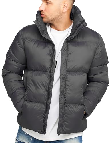 behype. Herren warme Winterjacke Puffer-Jacke Steppjacke Jacket J13-Charcoal-L von behype.