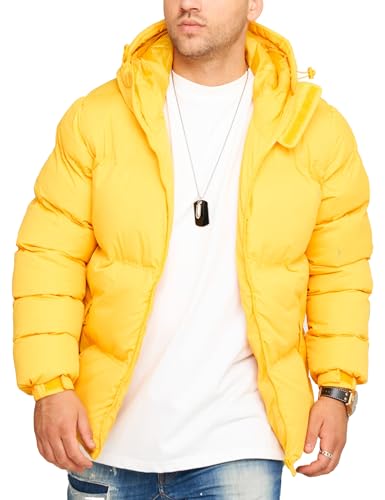 behype. Herren warme Winterjacke mit Kapuze Steppjacke Puffer-Jacke J14-Gelb-S von behype.