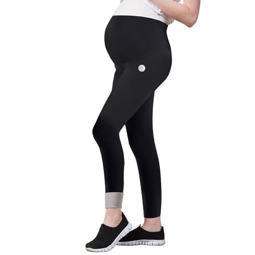 beifon Damen Umstandsleggings Thermo Winter, High Waist Thermo Leggings Damen Gefüttert Umstandsmode Blickdicht Umstandshose Schwangerschaftsleggings für Zuhause Yoga Sport von beifon