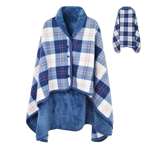 Beifon Poncho Winter Warm Damen Decke Flanell Fleece Cape - Weiche Dicke Wrap Open Front für Büro Zuhause - Frauen Mädchen Kinder von beifon