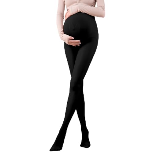 beifon Umstandsstrumpfhose 100 DEN, Blickdicht Umstands Strumpfhose Schwangerschaft Umstandsmode Umstandsleggings Schwangerschaftsstrumpfhose leggings für Schwangere(150 g, Schwarz) von beifon