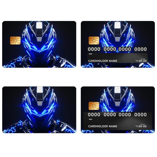 beinkmake 4 Stück Coole Kreditkarten-Aufkleber Fiery Wolf Head Debitkartenhülle für Transportzahlungen Schutz für Bankkarten abnehmbar blasenfrei wasserdicht schlank von beinkmake
