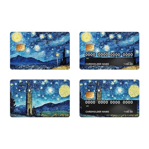 beinkmake 4 Stück Sternenhimmel-Kartenschutzaufkleber Wasserdicht Schlank Debitkarten-Bankkartenhülle Aufkleber für Transport Schlüssel Debit-Kreditkarten-Schutz von beinkmake