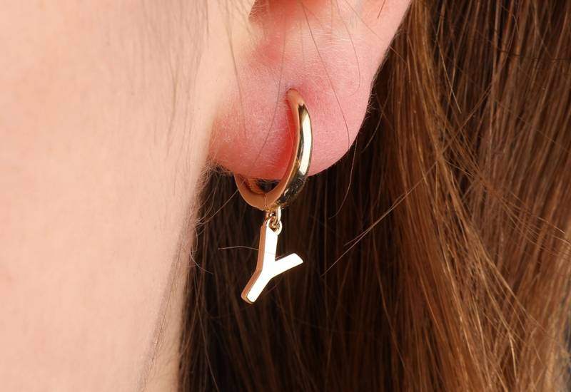 14K Gold Buchstaben Ohrringe, Initiale Boho Schmuck, Personalisierte Zierliche Personalisiertes Geschenk von bejewelike