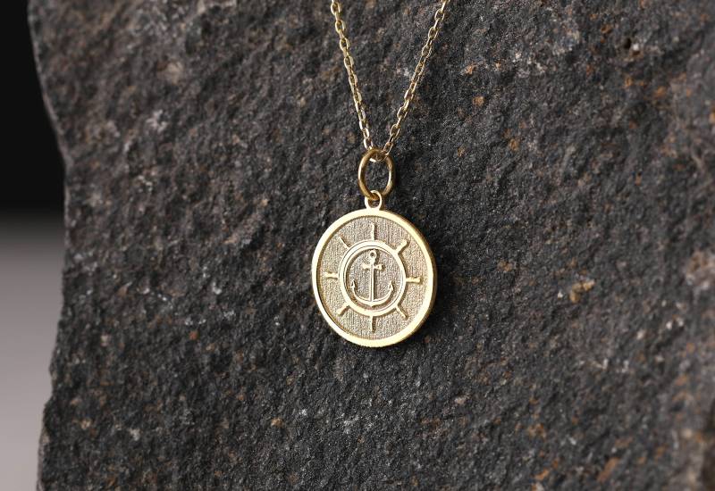 14K Gold Ruder Halskette Mit Anker, Personalisierte Anker Anhänger, Zierliche Halskette, Sailor Bester Freund Geschenk, Anhänger von bejewelike