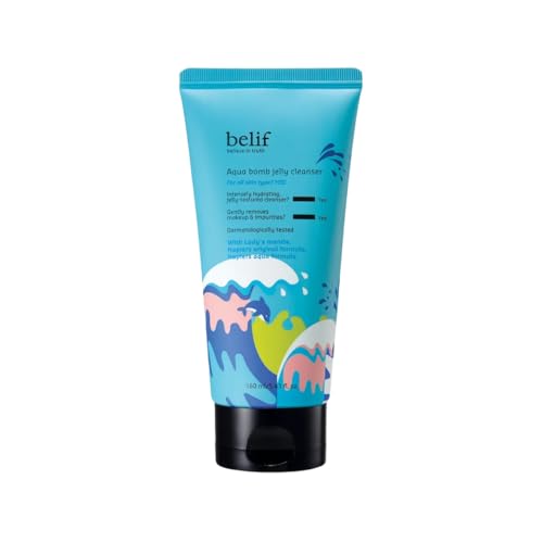 Belif Aqua Bomb Jelly Reiniger 160ml | Frauenmantel-Haferschalen, Aminosäuren | Hautfreundlicher Make-up-Entferner | Clean Beauty Gesichtsreinigungsschaum | Schäumender Gesichtsreiniger von belif
