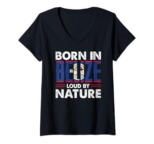 Damen Heritage Roots Belize Flagge Belizean Pride T-Shirt mit V-Ausschnitt von belizean heritage outfit for men and women