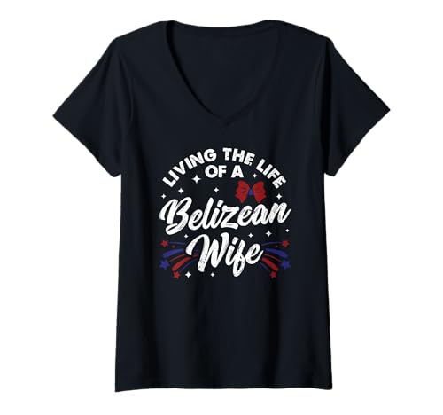 Damen Heritage Roots Belize Flagge Belizean Pride T-Shirt mit V-Ausschnitt von belizean heritage outfit for men and women