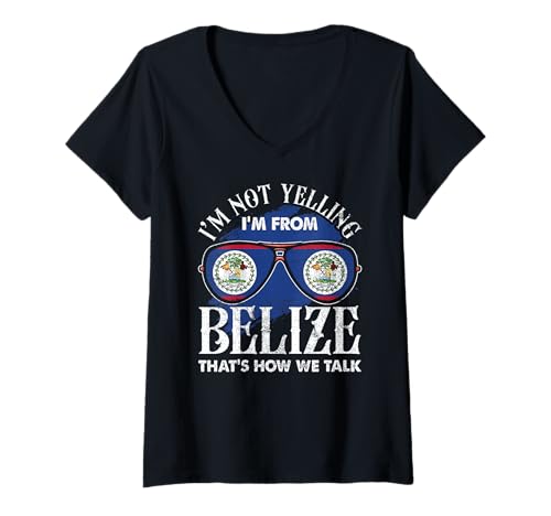 Damen Heritage Roots Belize Flagge Belizean Pride T-Shirt mit V-Ausschnitt von belizean heritage outfit for men and women