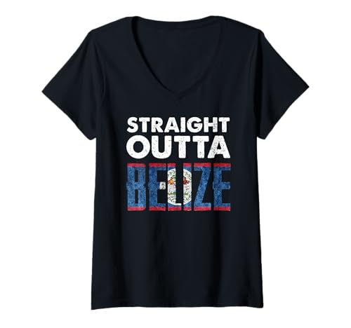 Damen Heritage Roots Belize Flagge Belizean Pride T-Shirt mit V-Ausschnitt von belizean heritage outfit for men and women