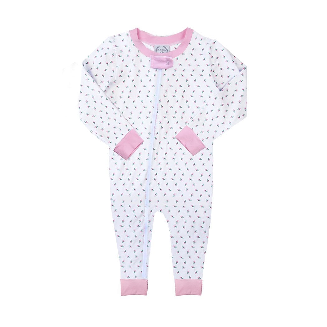 Mädchen Rosa Rosenknospe Loungeware, Pyjama, Oster Monogrammierter Ostern Pyjama von bellabeankelly