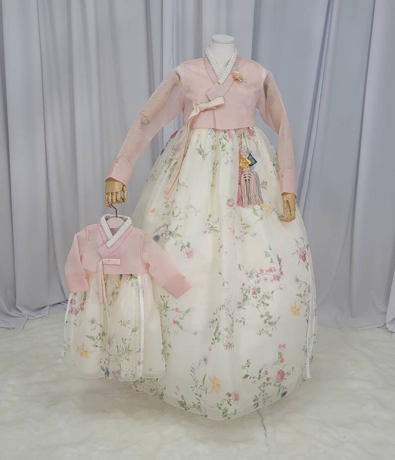 Frau Hanbok Kleid Korea Traditionelle Kleidung Set Hochzeitszeremonie Geburtstag Maßanfertigung Rosa Halb Durchsehen Maßanfertigung Dda043 von bellahanbok