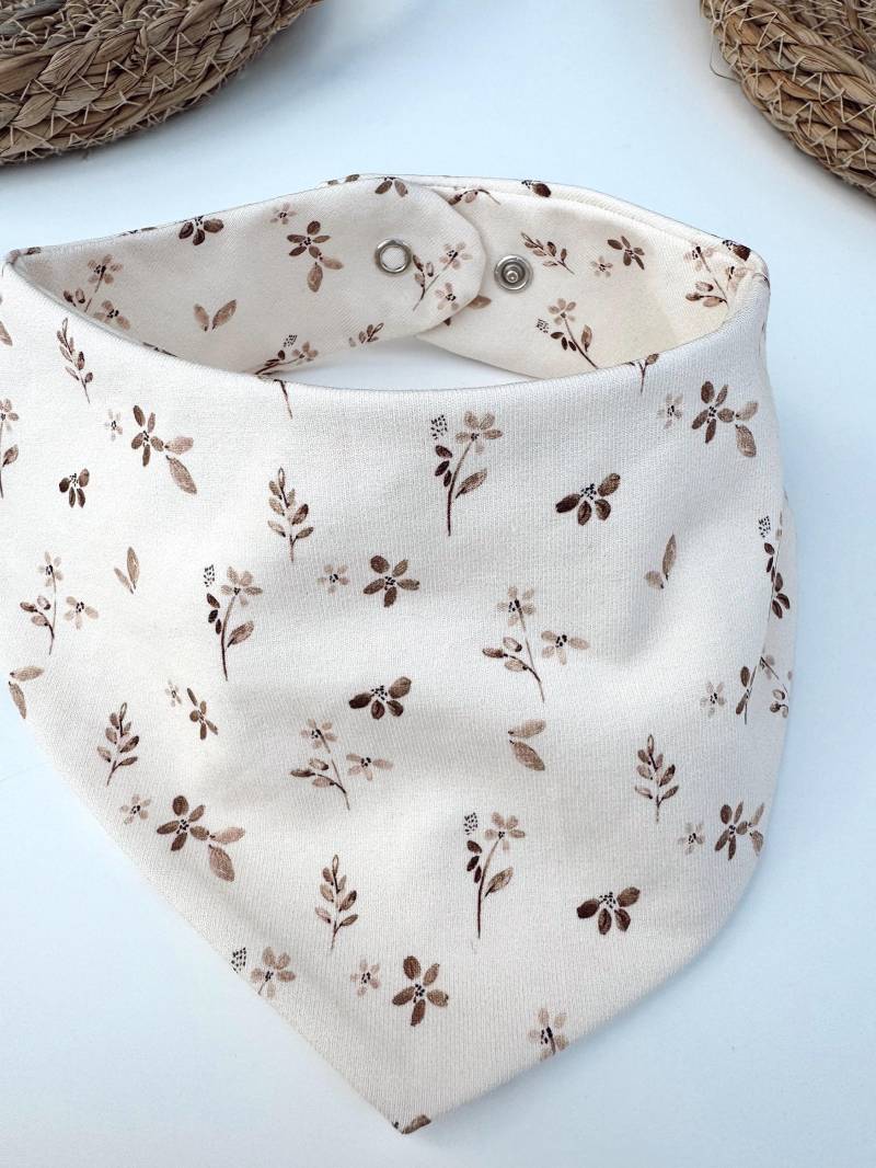 Baby - Und Kinder Dreieckstuch | Halstuch Lätzchen Blumen Blümchen Rippenjersey Mit Druckknopf Geburtsgeschenk Biostoffe von bellanovagermany